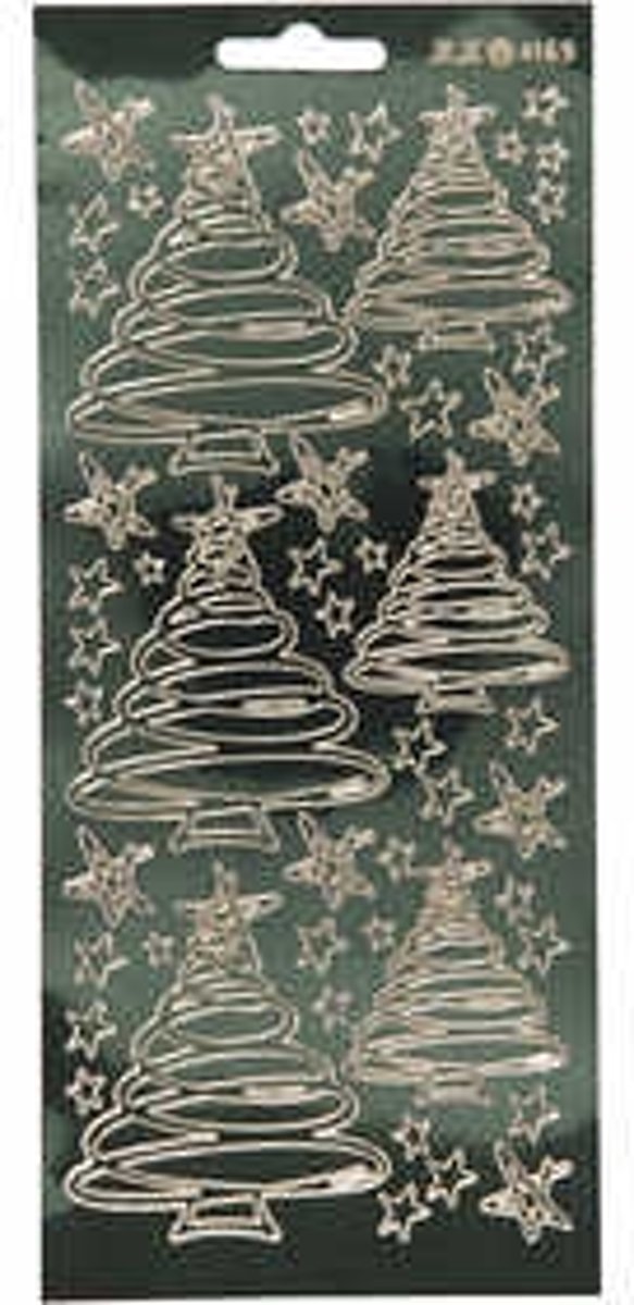 Stickers, vel 10x23 cm, transparent grøn, goud, kerstbomen, 1vel [HOB-170206]